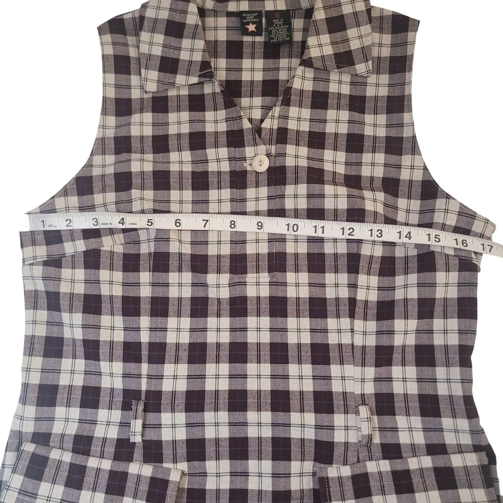 American Eagle 6 Plaid Shift Dress Womens Black White Sleeveless 90s Y2K Vintage